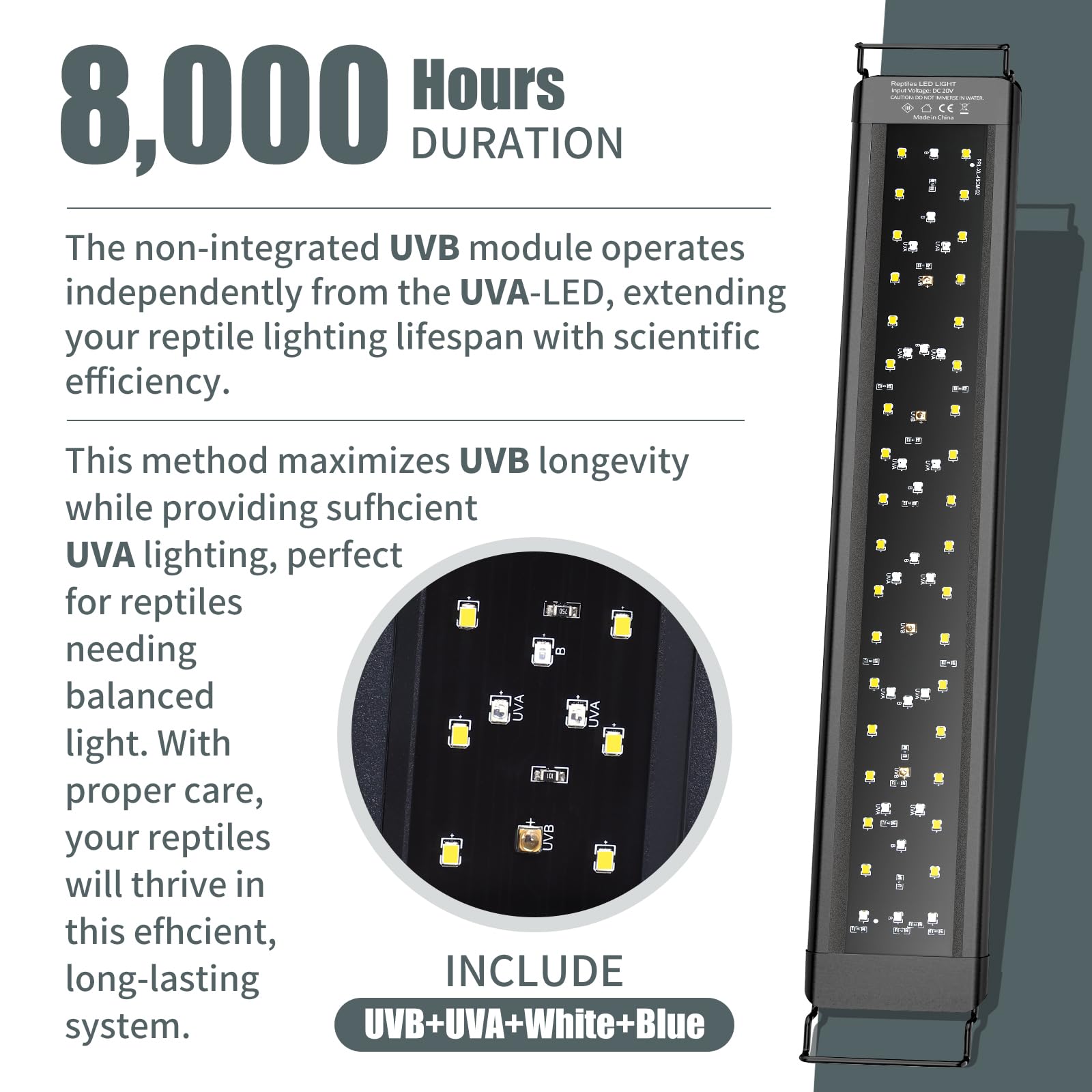 Durable aluminum housing of EnchOrch reptile light for long life