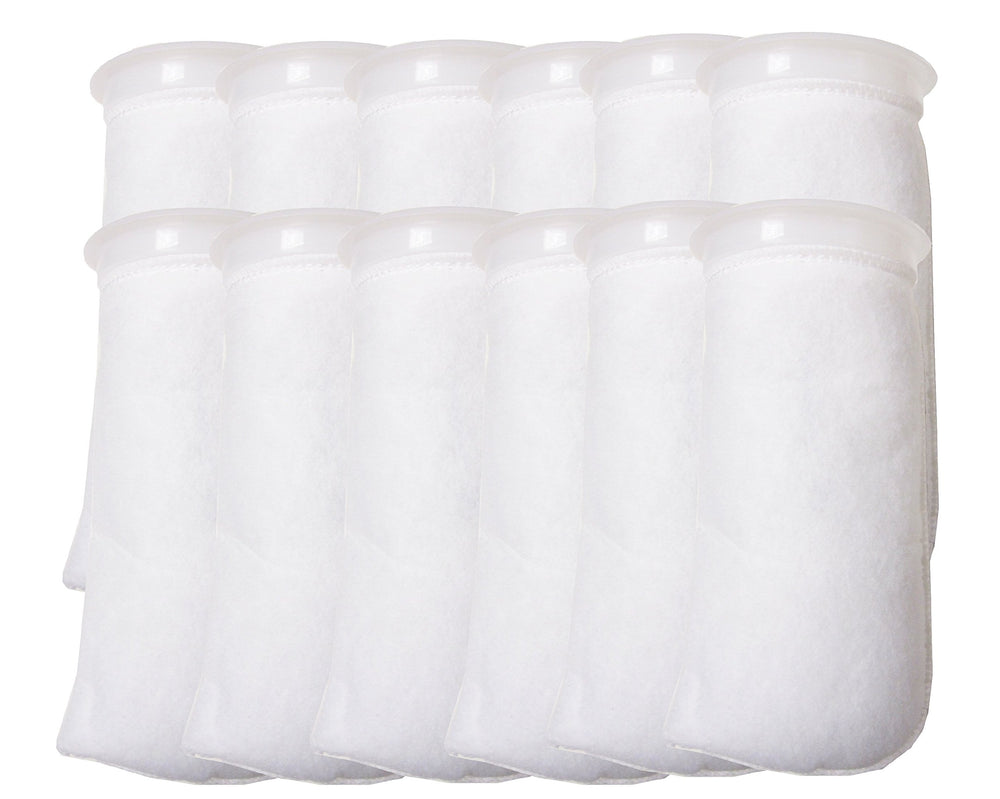 Encompass All 12-pack 4-inch ring filter socks 200 micron front view demonstrates filtration potential.