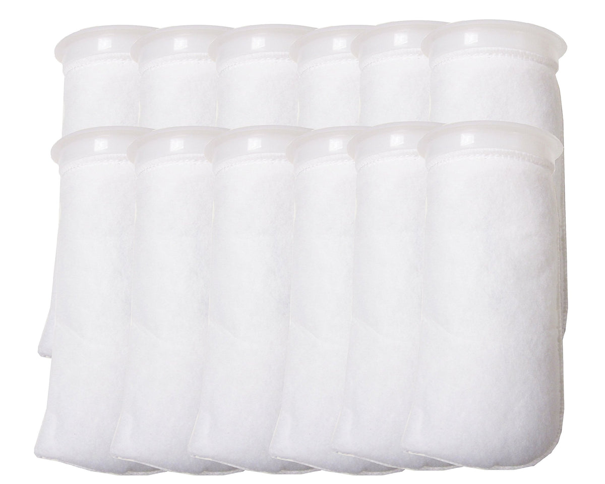 Encompass All 12-pack 4-inch ring filter socks 200 micron front view demonstrates filtration potential.