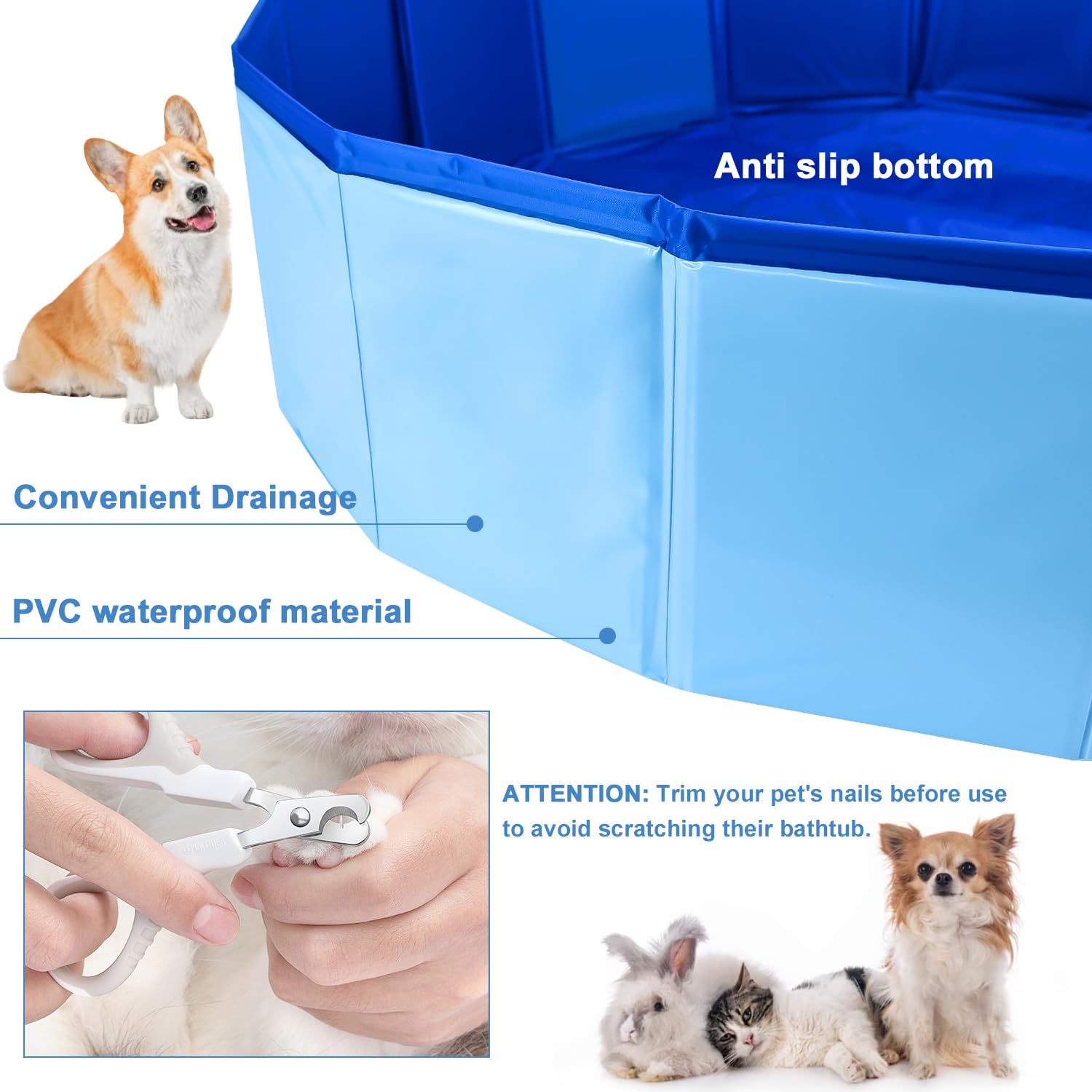 Enenes dog pool usable indoors and outdoors for baths or splash time