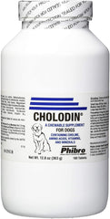 EnerCal Cholodin dog chew tablets bottle supports daily vitality and coat health.