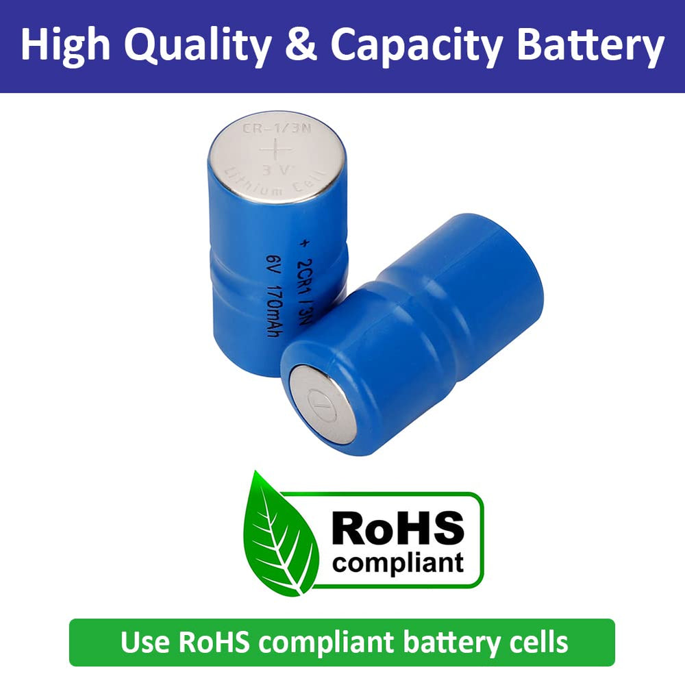 Enerpe 2CR1/3N 6V replacement battery in hand demonstrates easy, ready-to-use installation.