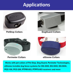 Enerpe battery compatible with Pet Stop and Dog Guard receivers for versatile fence setups.