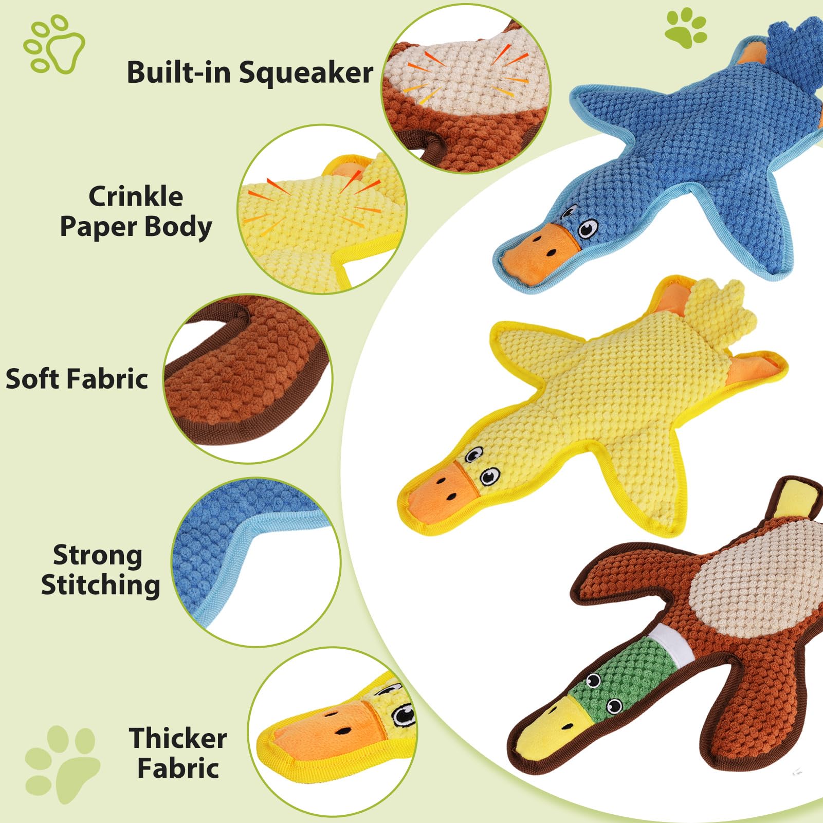 Eneston duck toy no-stuffing close-up showing mess-free, safe design.