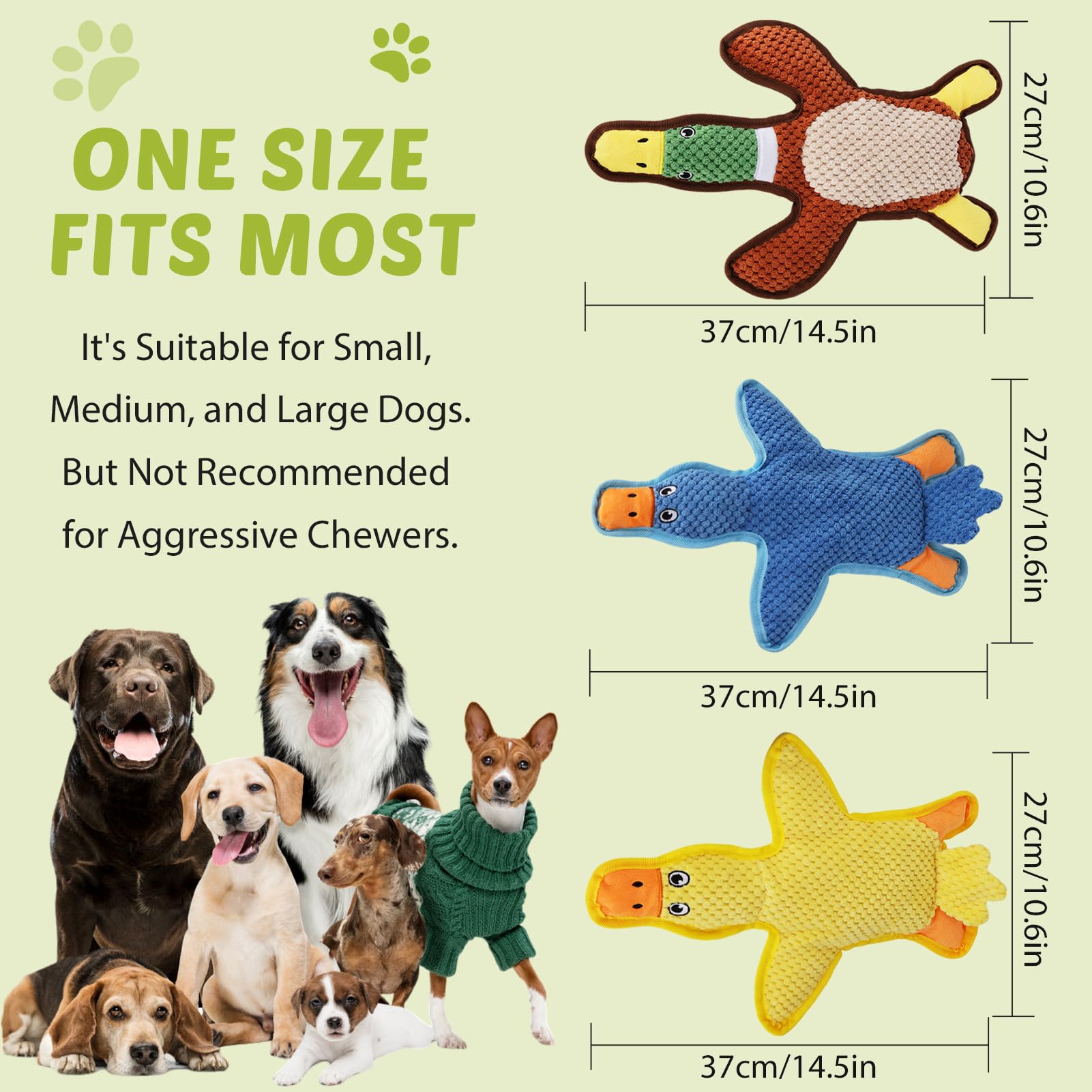Eneston durable chew toy in pineapple velvet material resists heavy chewing.