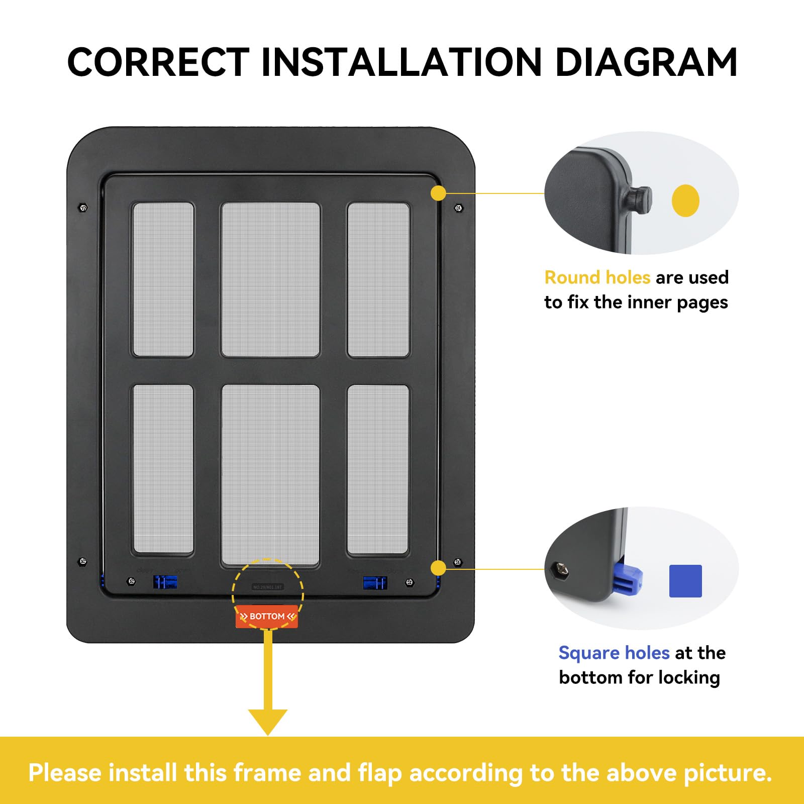 Enjoying cat door black-color finish blends with doors for a sleek look.
