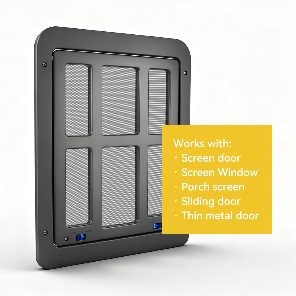 Enjoying cat door magnetic-flap-closeup highlights smooth swing and secure closing.