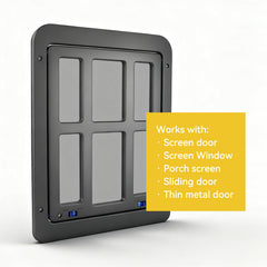 Enjoying cat door magnetic-flap-closeup highlights smooth swing and secure closing.