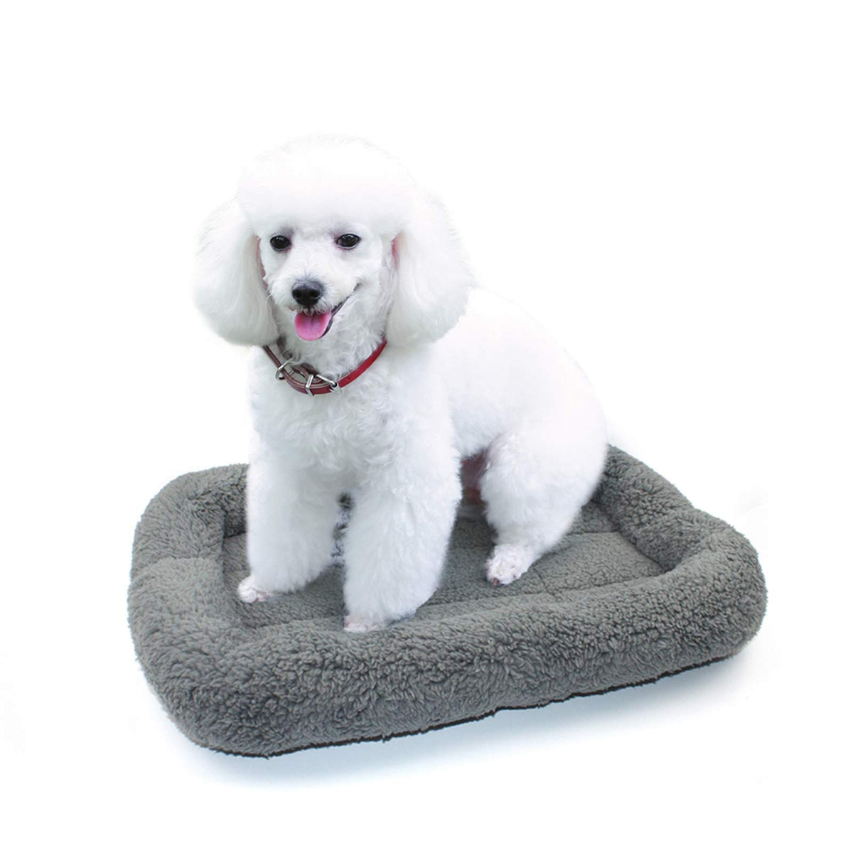 Enjoying Cat Mat Bed with plush faux fur surface for cozy naps.