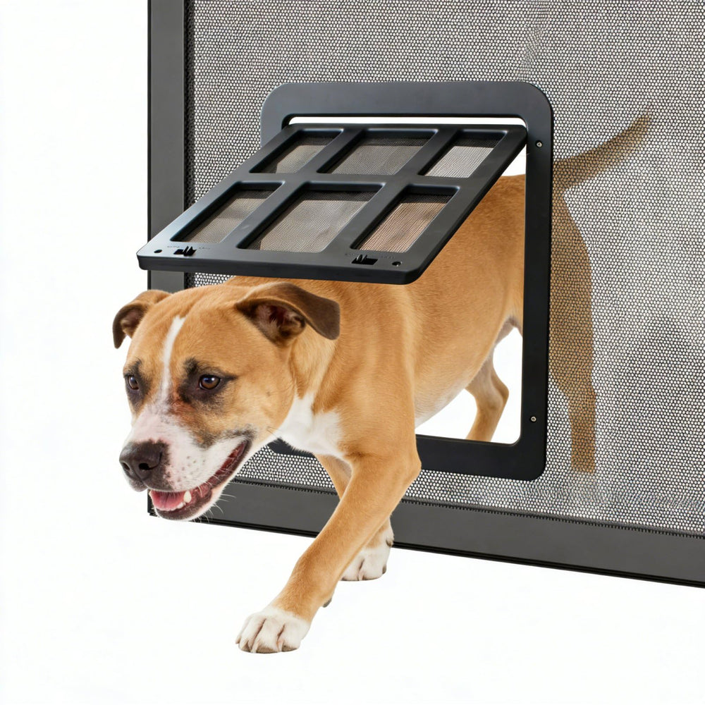 Enjoying dog door screen 11.2x14 frame enables easy pet access for dogs and cats.