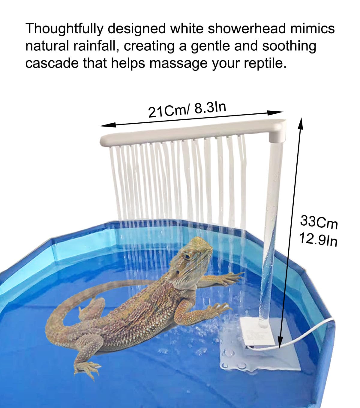 Enochainchin bearded dragon pool faucet with 26 outlets distributes water gently