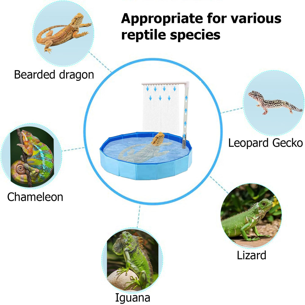 Enochainchin bearded dragon pool rainfall simulation creates soothing water cascade
