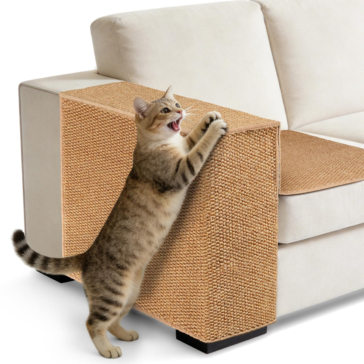 ENONCI cat-scratcher-couch-protector corner shields sofa fabric from claws.