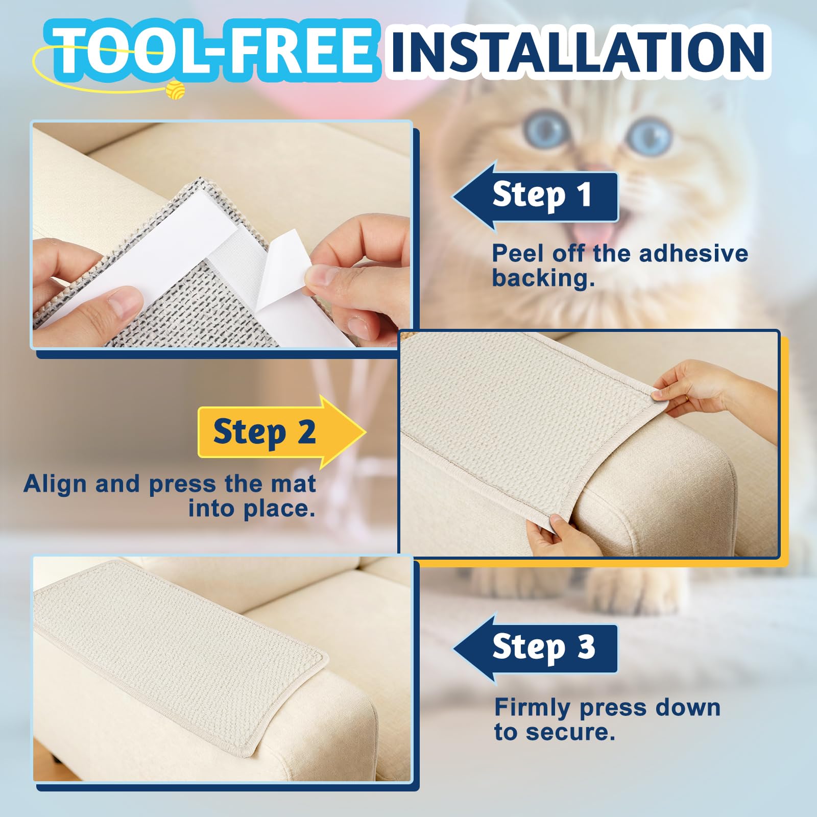 ENONCI wall scratcher with hook-and-loop installation options.