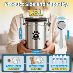 ENONCI stainless steel dog treat jar resists rust for long-lasting storage.