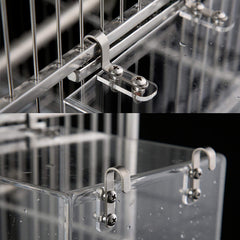EnoYoo bath dimensions 4.33 by 5.11 by 5.11 inches for small parrots.