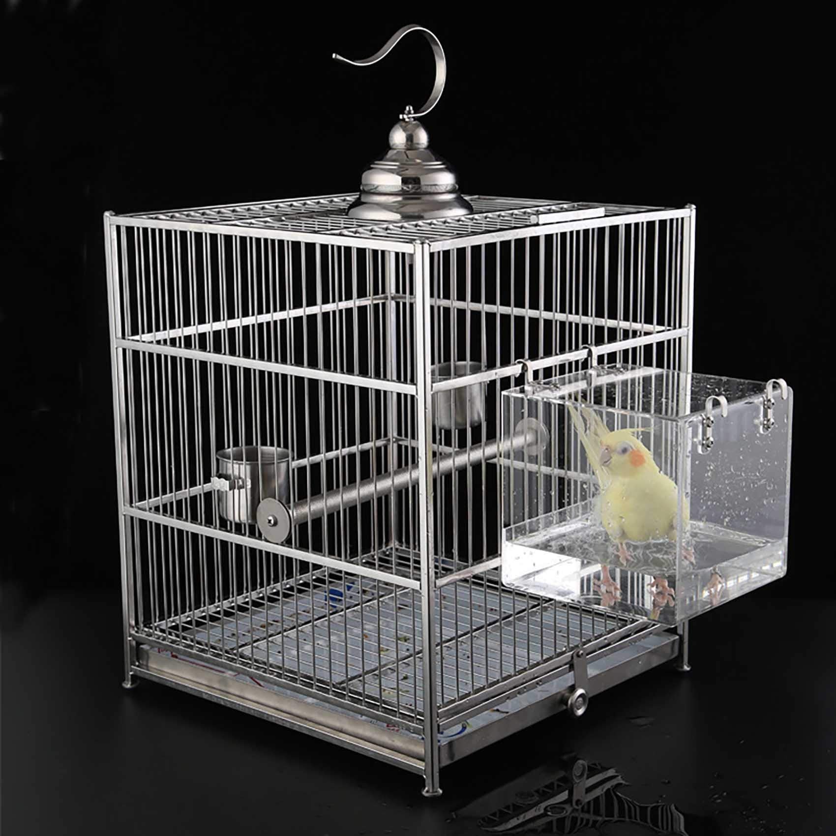 EnoYoo bird bath fits budgie, lovebird, cockatiel, finch, and parakeet cages.