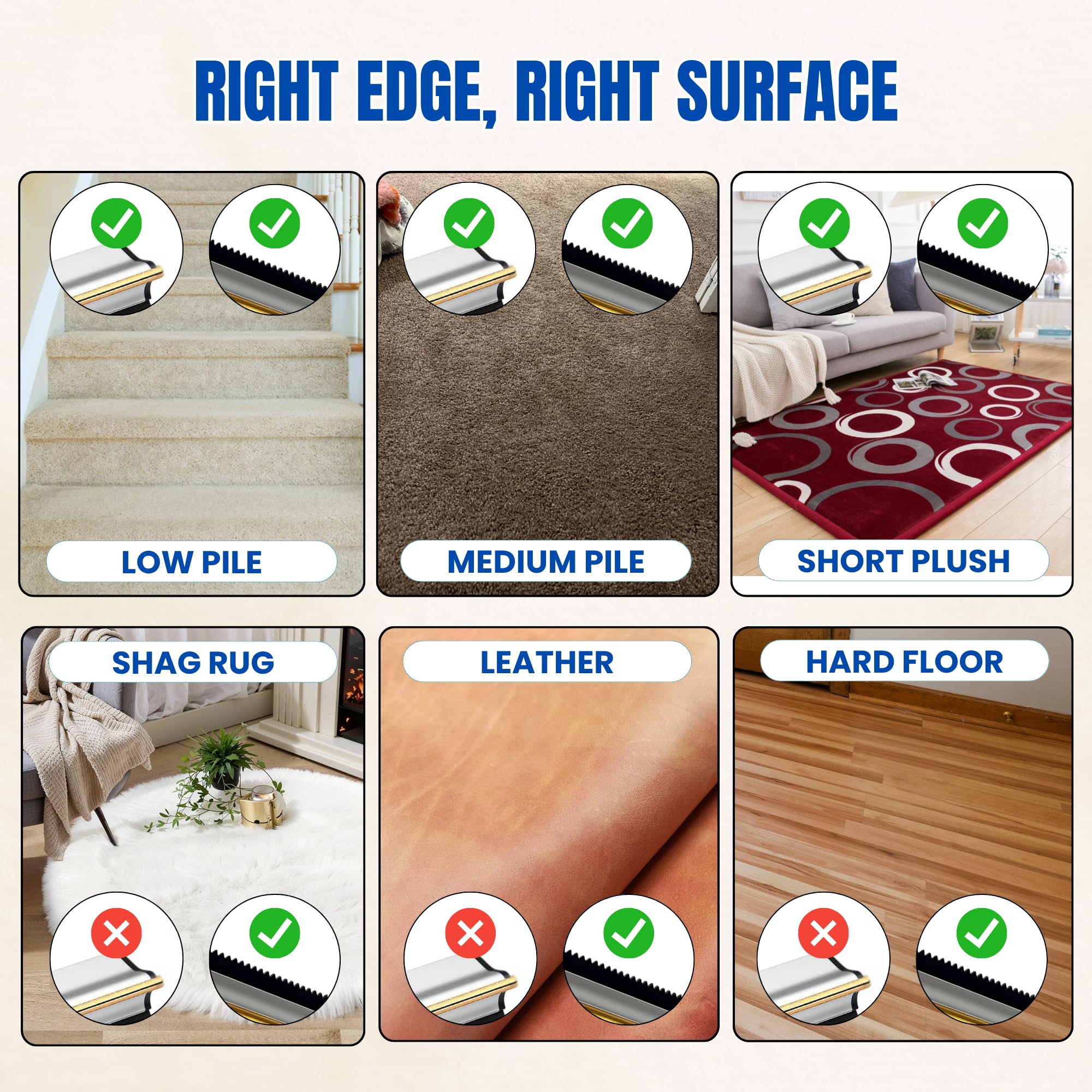 ENUKYCOM Dual-Edge Carpet Rake deep cleaning a carpet