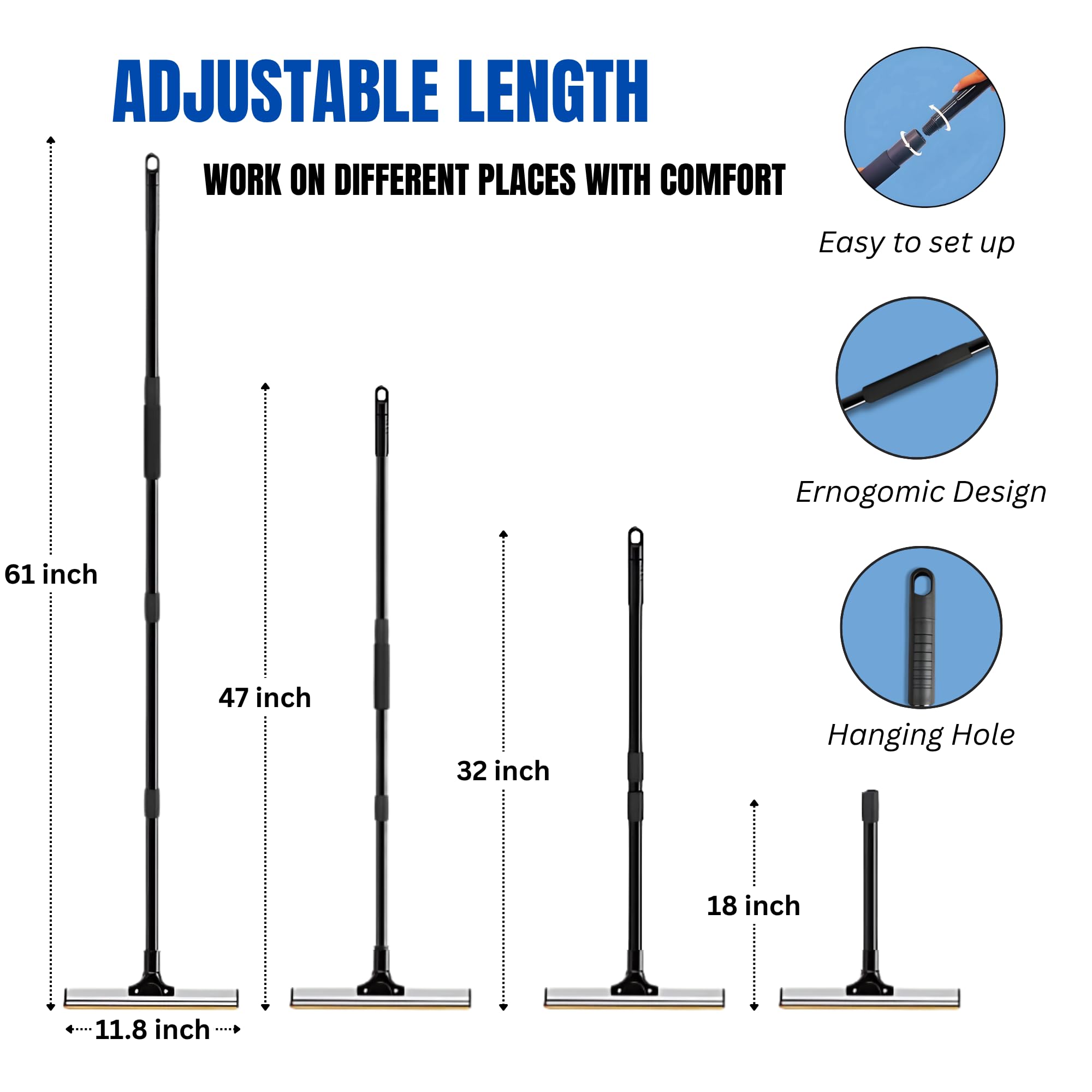 ENUKYCOM Dual-Edge Carpet Rake reusable and durable cleaning tool