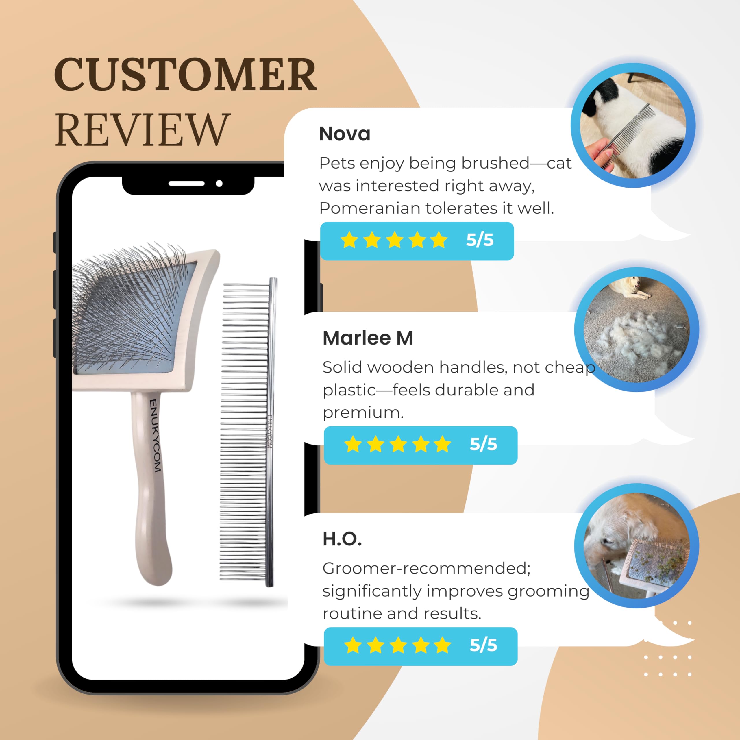 ENUKYCOM cleaning comb for brush maintenance and hair removal