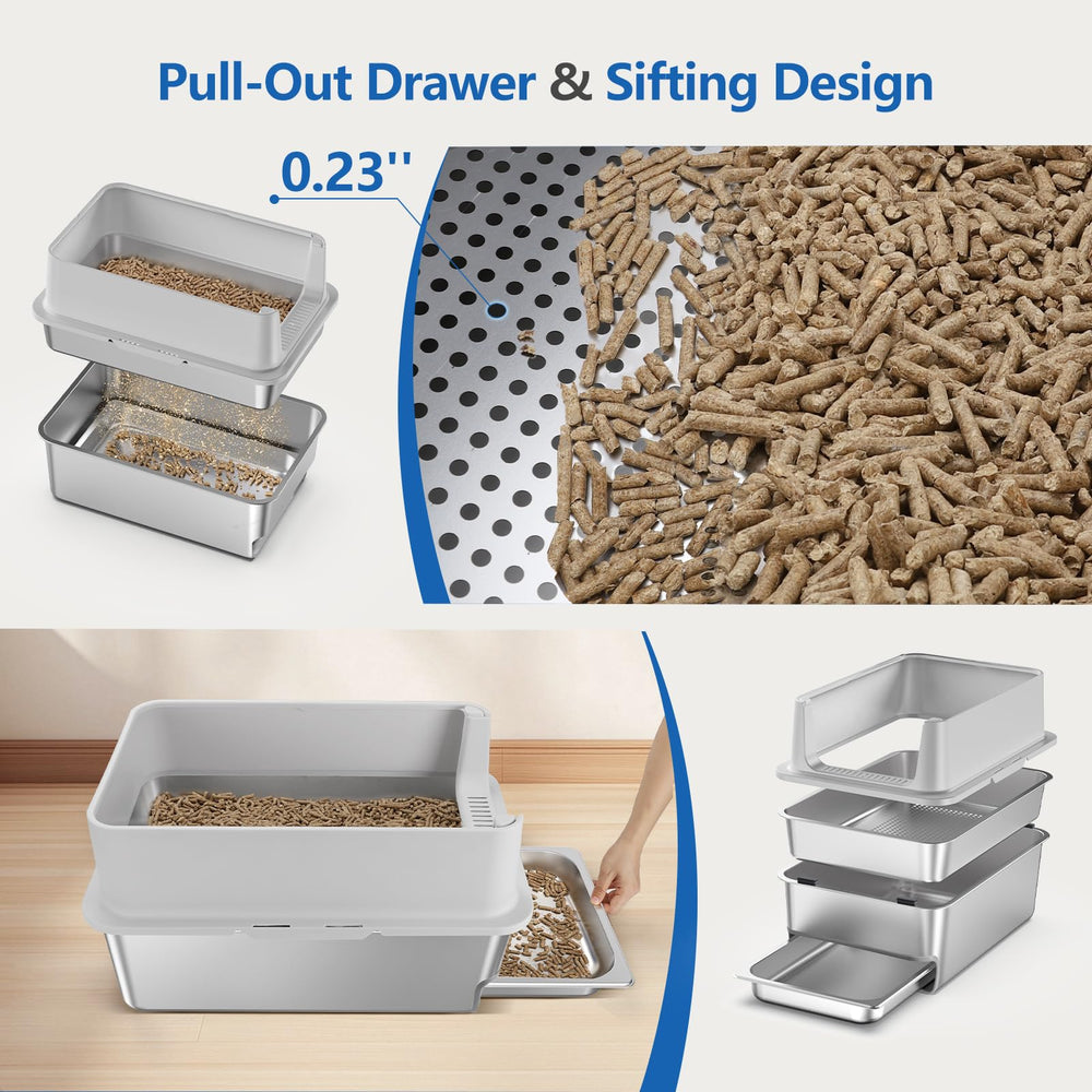 EODO 6-inch enclosure prevents litter spills and protects surrounding floors.