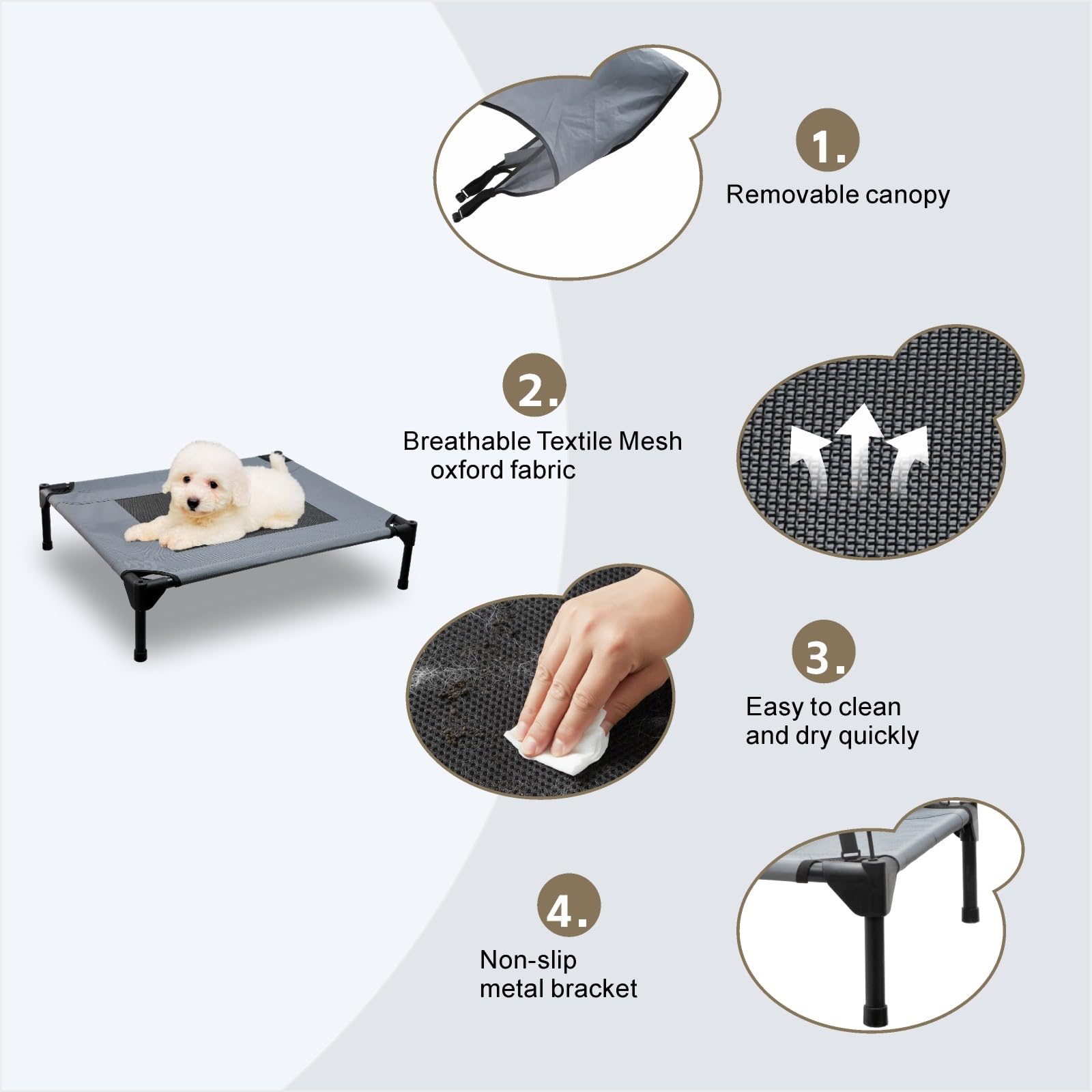 Eofritt iron frame elevated pet bed delivers sturdy support up to 70 pounds.