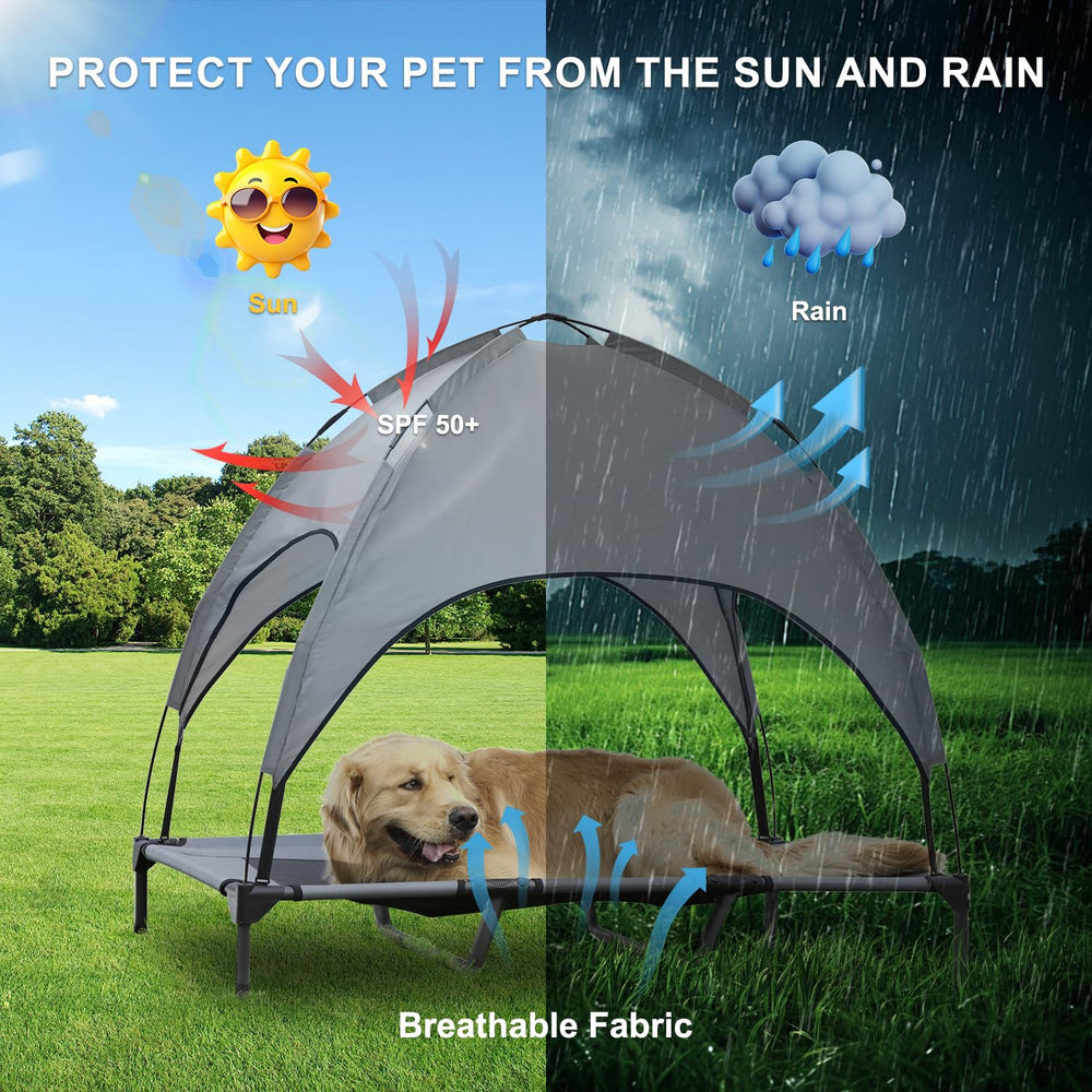 Eofritt waterproof canopy detail showing sun protection and rain resistance.