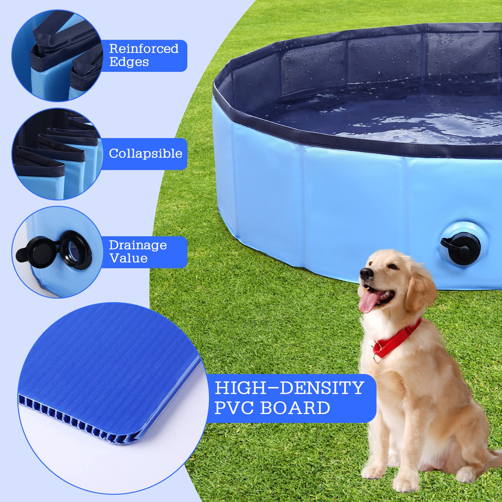Eooqi Foldable Dog Pool drain valve enables fast water release