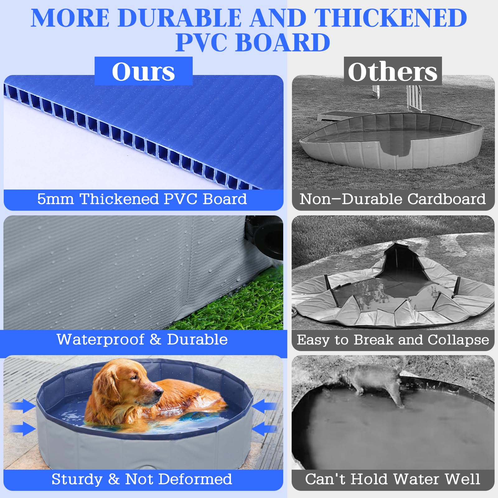 Eooqi foldable dog pool drainage valve enables quick drainage.