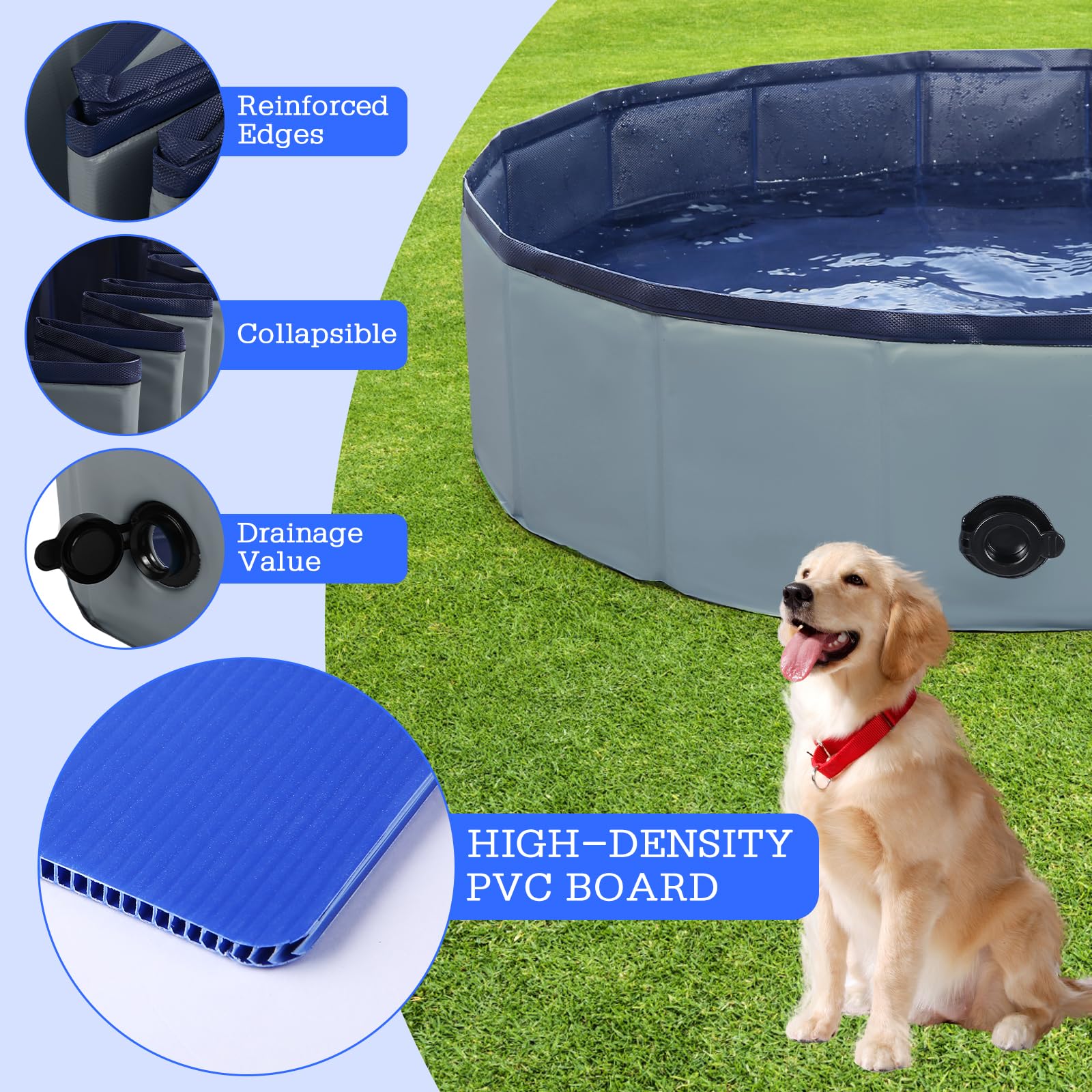 Eooqi pool with non-slip bottom keeps pets safe during splashes