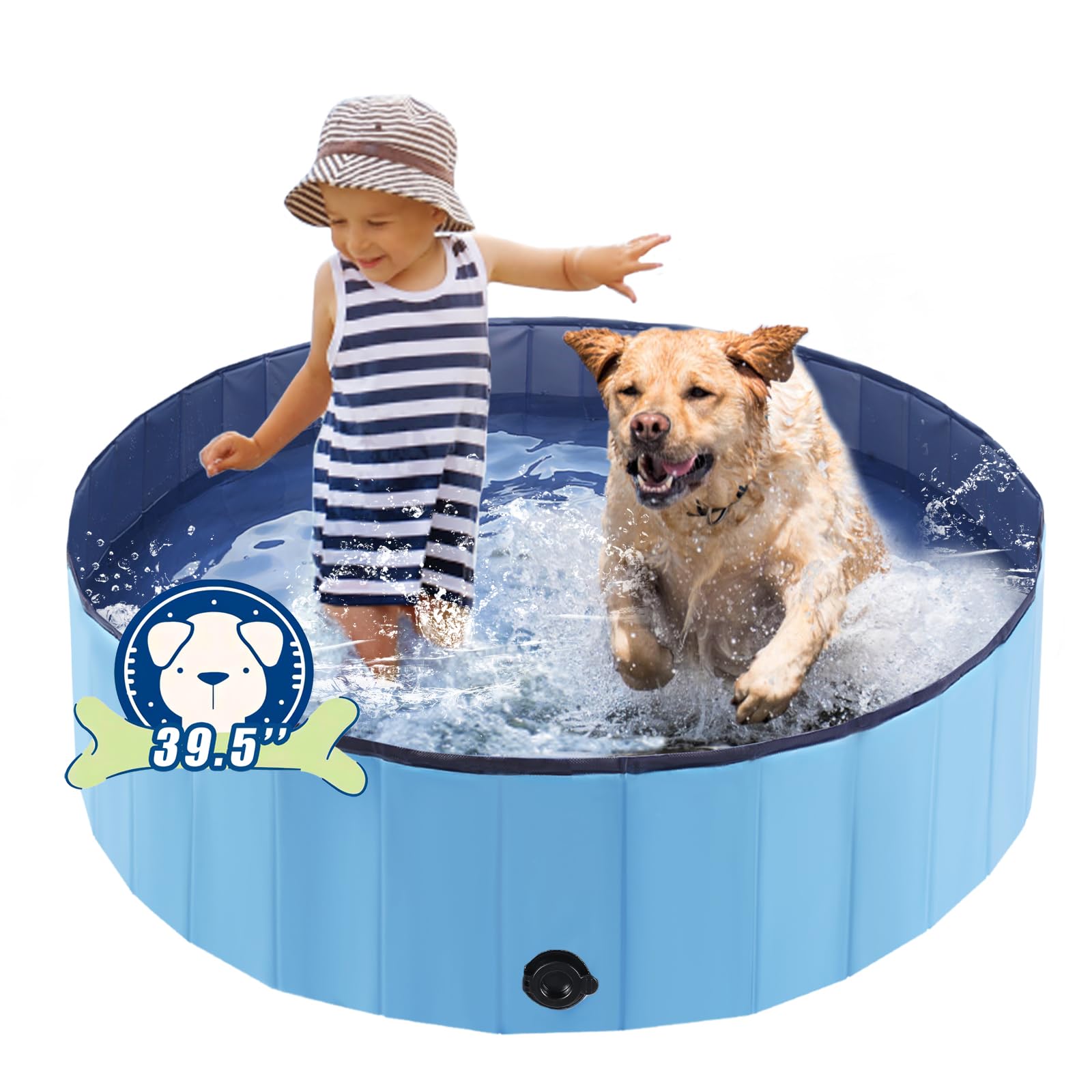 Eooqi Foldable Dog Pool opened flat for quick setup and cooling play