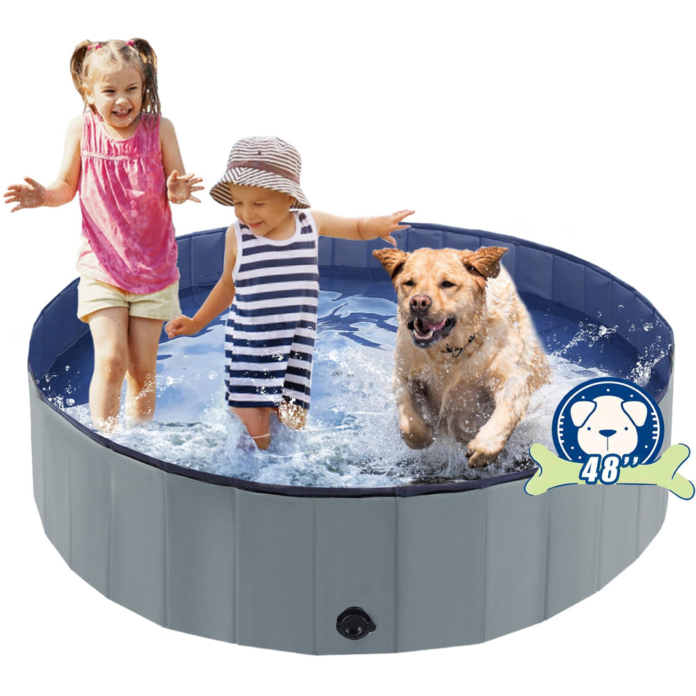 Eooqi foldable dog pool packaged for easy carry and travel.