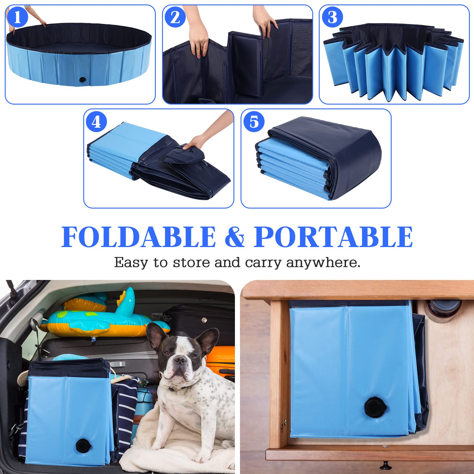 Eooqi foldable pool drained quickly after use for easy cleanup
