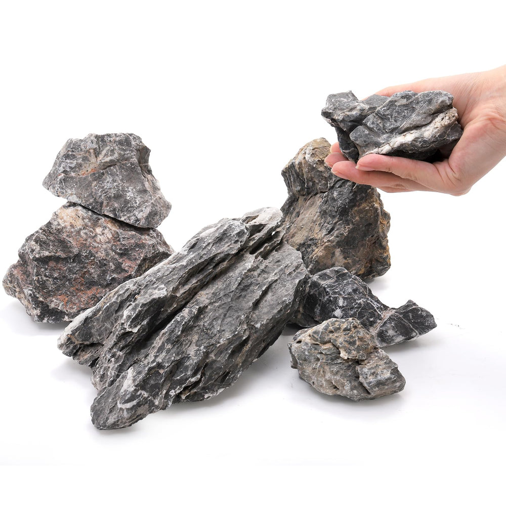 Eorbow Seiryu stones with natural gray, white, and black patterns