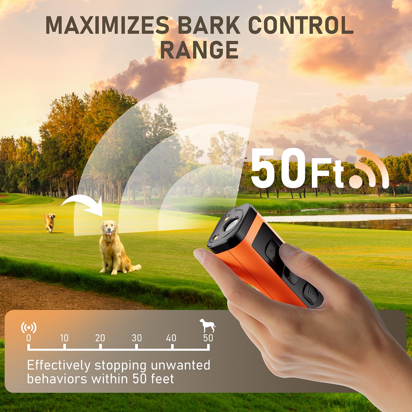 Eorery Dog Bark Deterrent device side view showing compact design