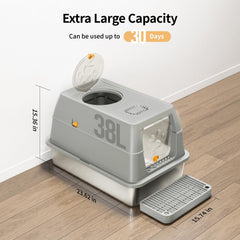 Eosarcu XL litter box with removable top lid; top view for large cats