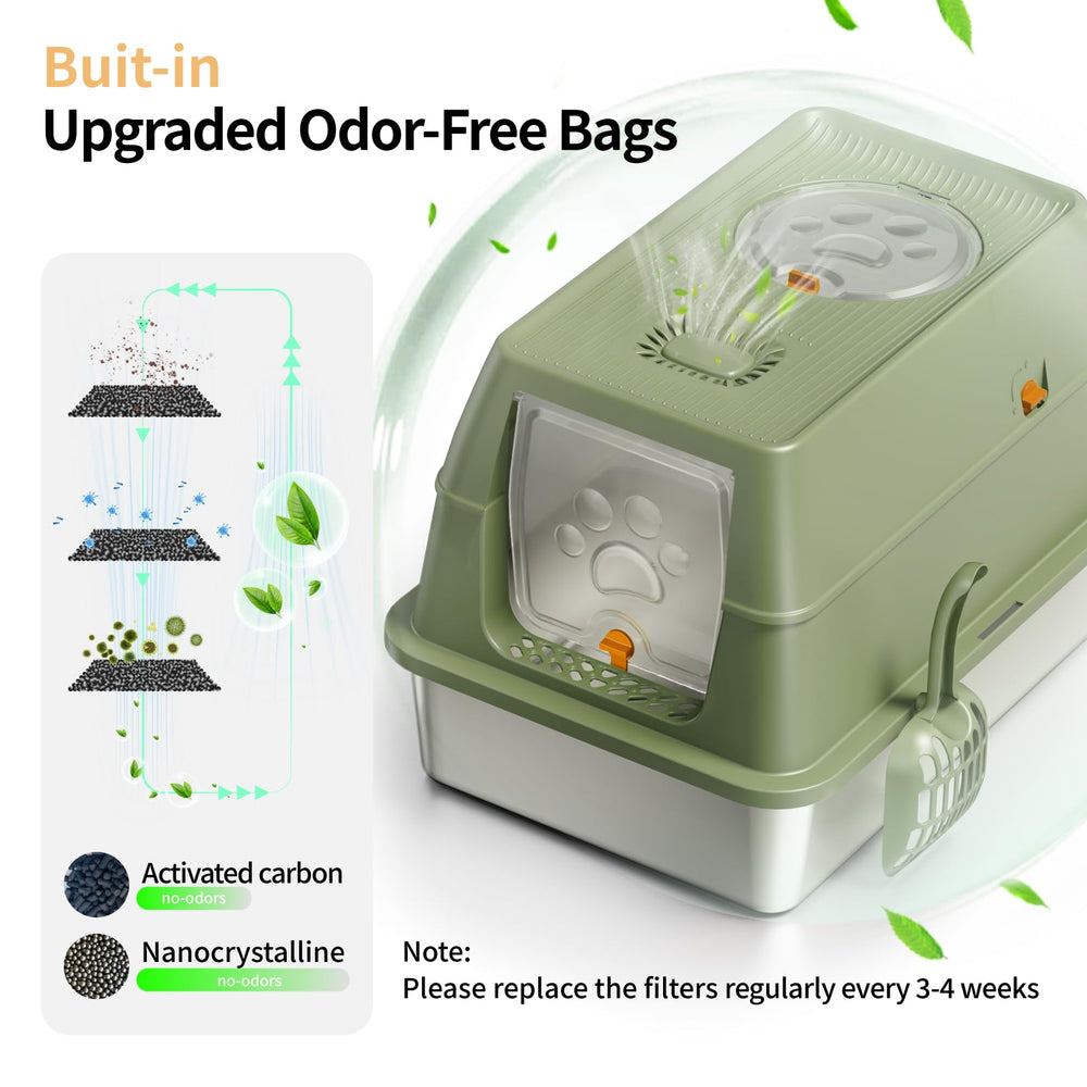 Eosarcu XL enclosed litter box top view showing spacious interior.