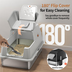 Eosarcu XL enclosed litter box shows roomy 24x16x16 dimensions for larger cats.
