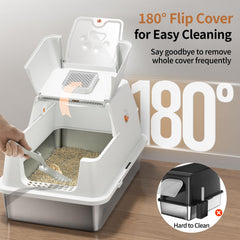Eosarcu XL enclosed inside view with tall 16-inch sides to reduce spills and tracking.