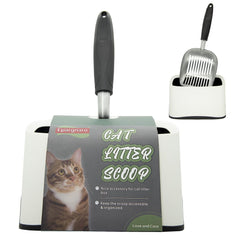 Epargnaro heavy-duty scoop with holder standing upright for clean storage.
