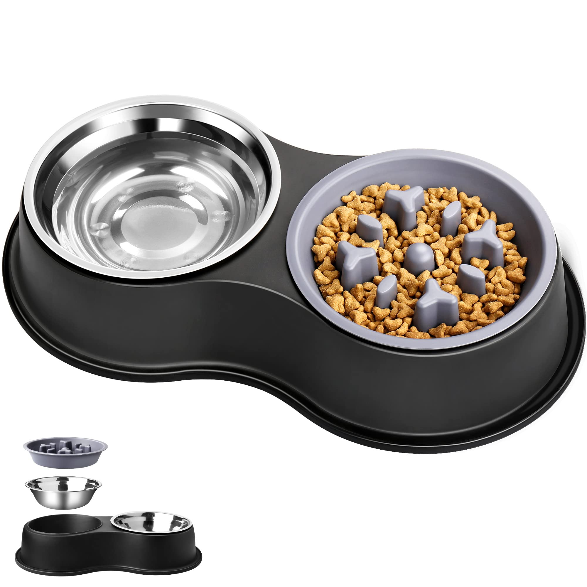EpetsLove 4-in-1 dog bowls set with raised station for organized feeding and water access.