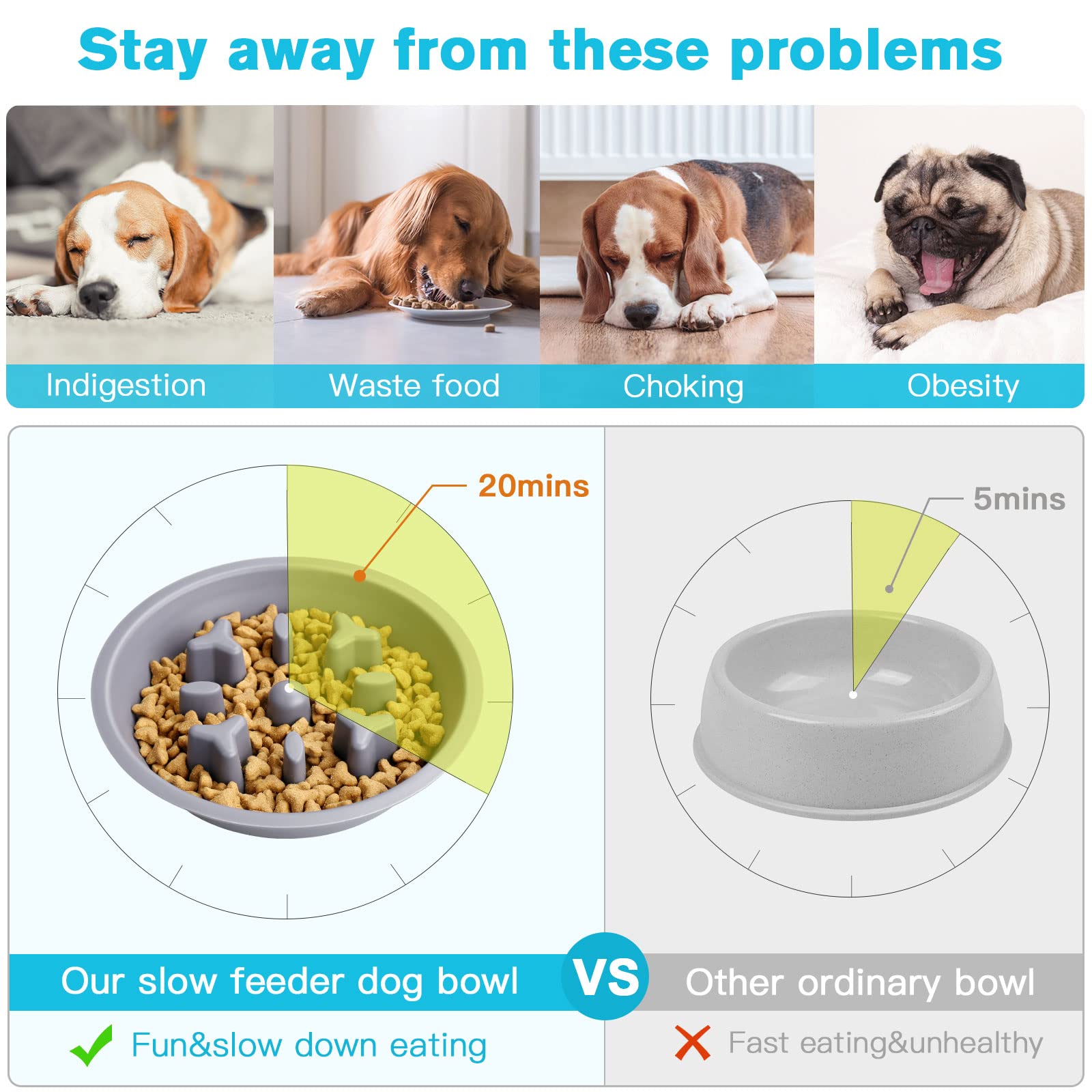 EpetsLove non-slip raised stand reduces neck strain during meals.