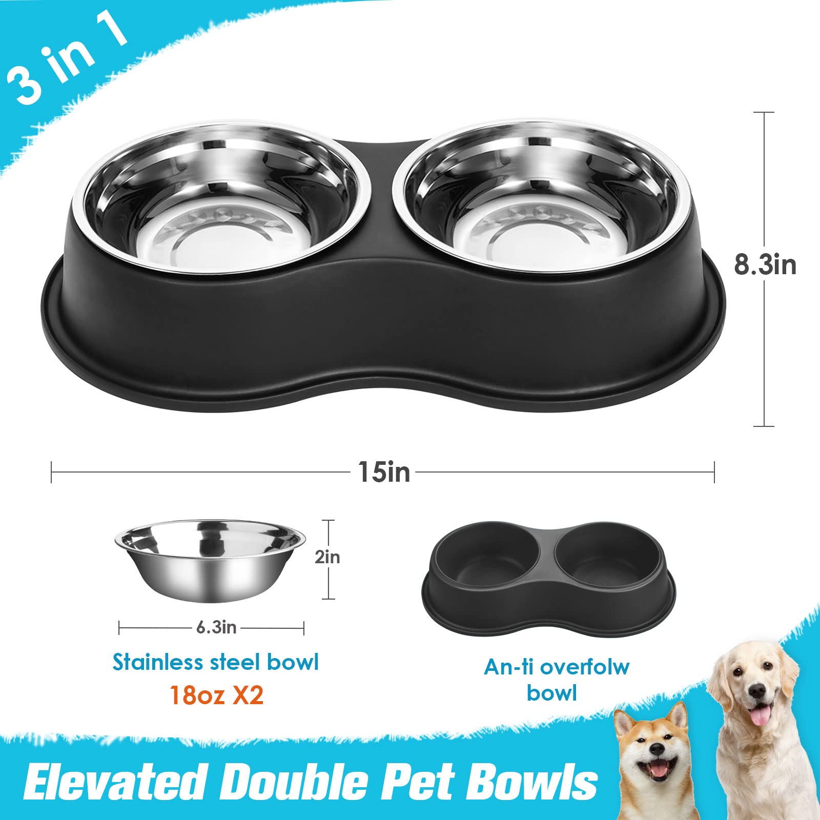 EpetsLove resin non-slip station keeps bowls steady on smooth floors.
