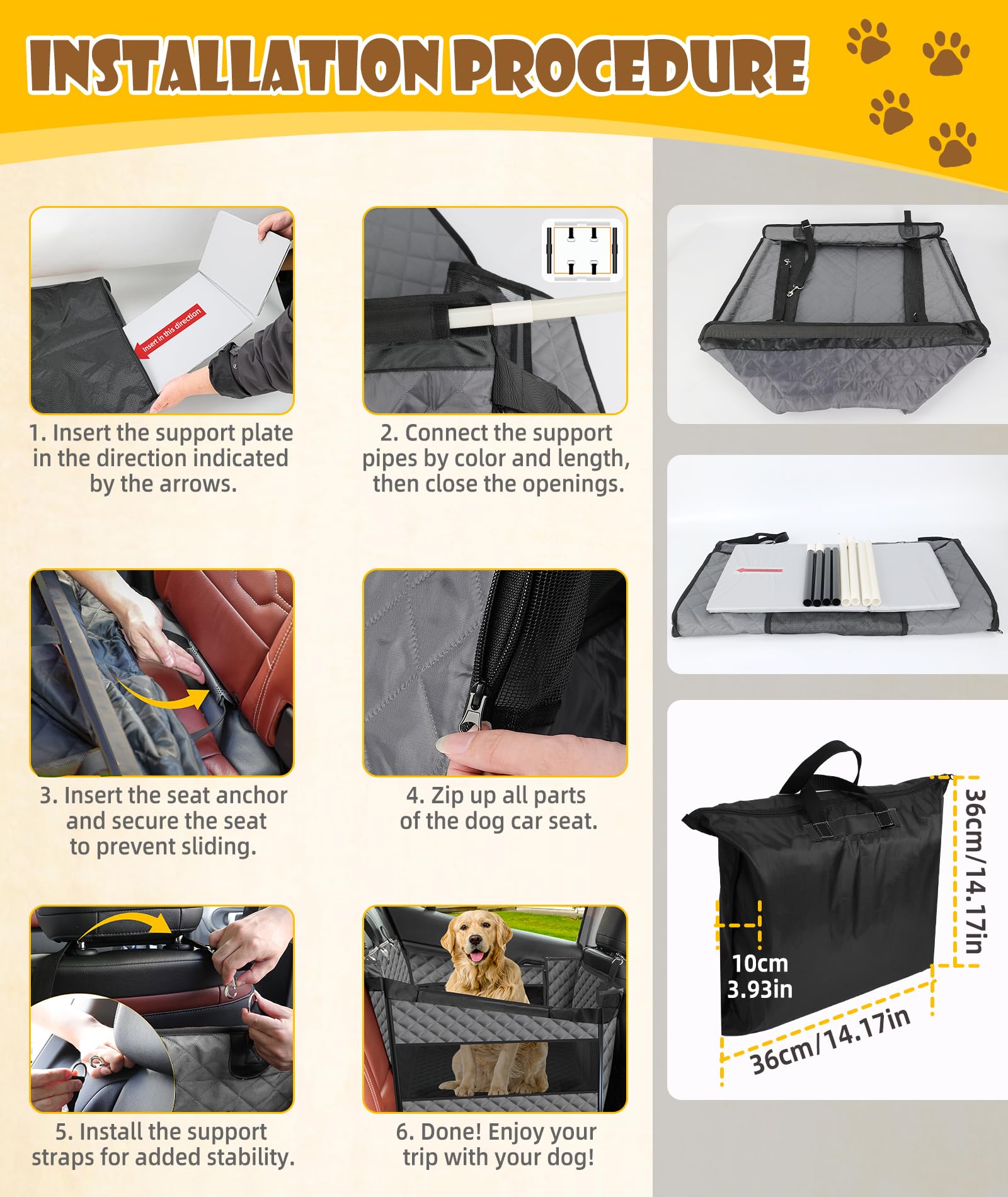 EPN dog car seat storage pockets help organize essentials