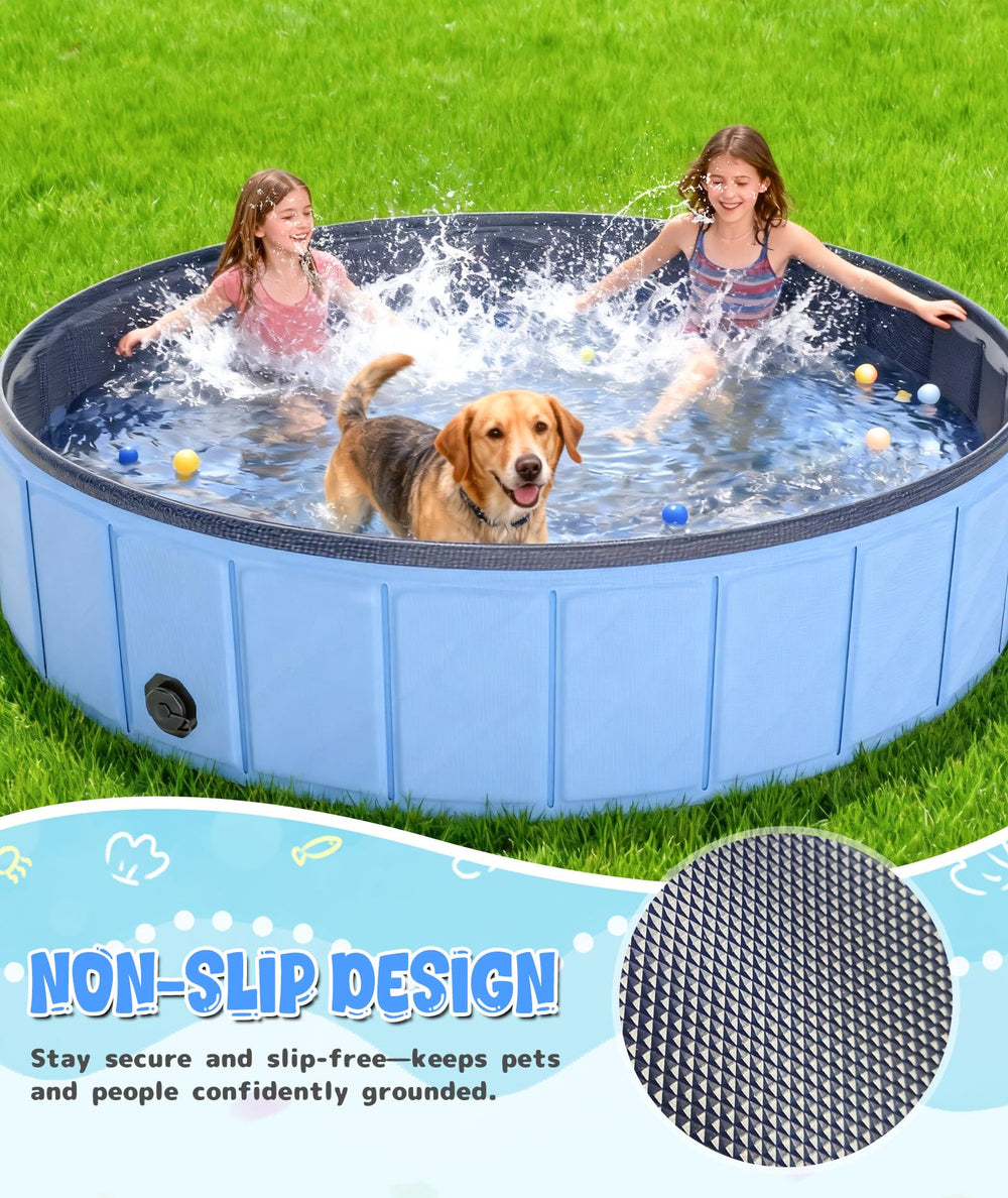 EPN foldable pool stores flat and travels easily for outdoors or travel.