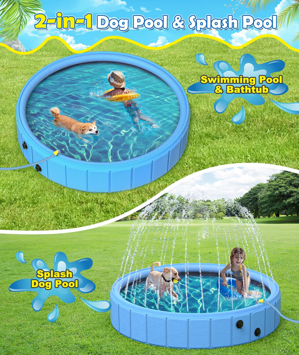 EPN foldable dog pool folded for compact storage after use.