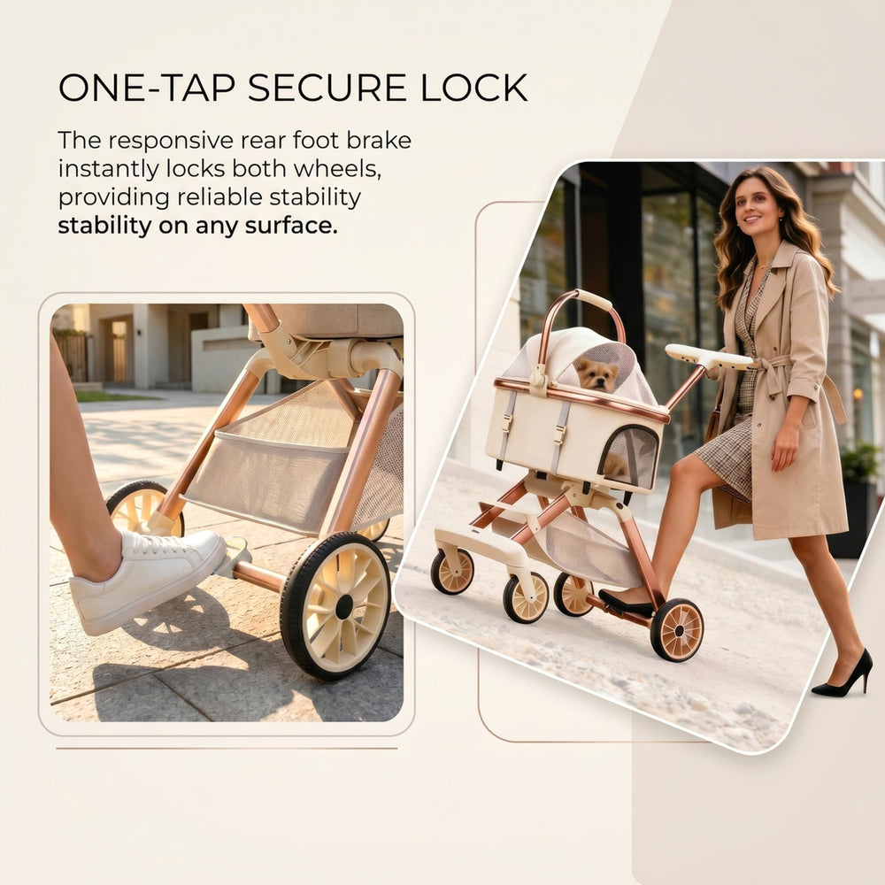 EPPMagice all-terrain stroller beige anti-tip design on incline