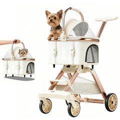 EPPMagice all-terrain stroller beige angled view showing stability on uneven ground