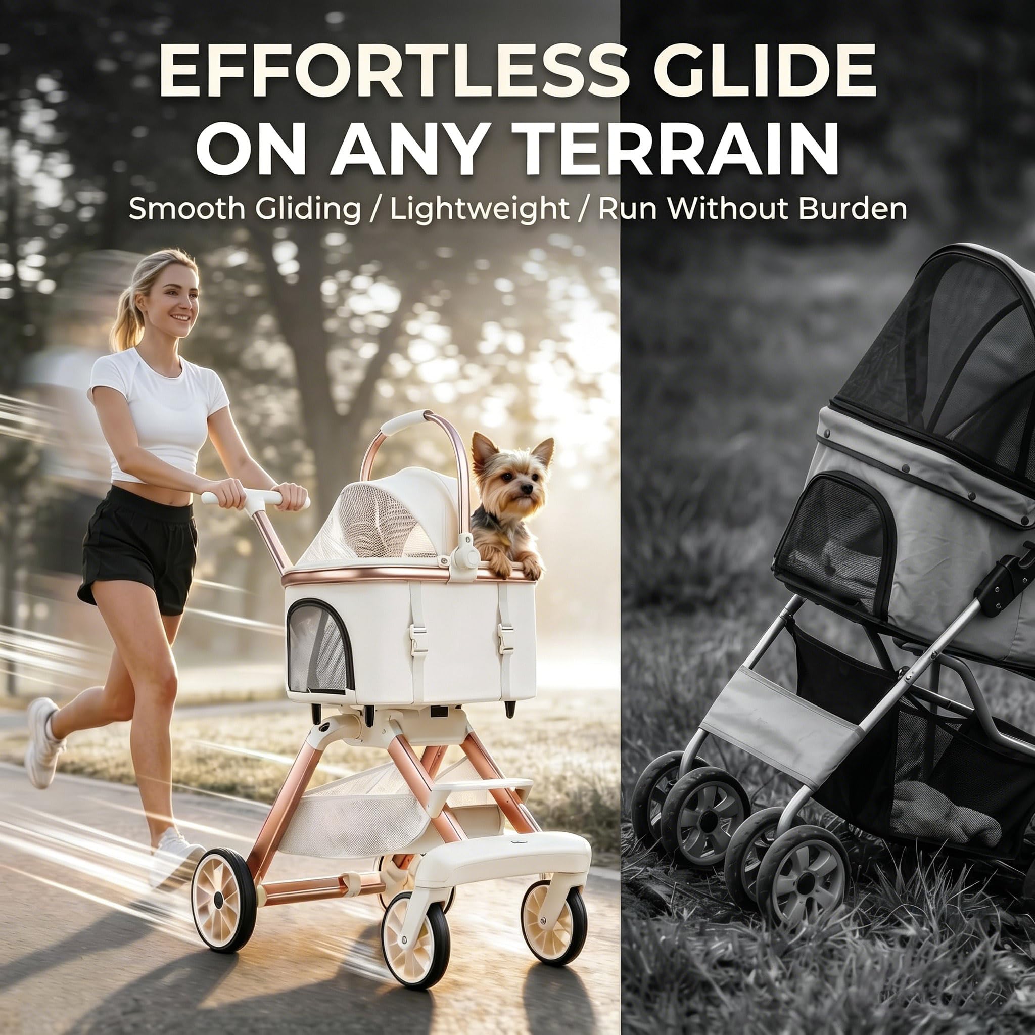 EPPMagice all-terrain stroller beige wheel setup with smooth steering