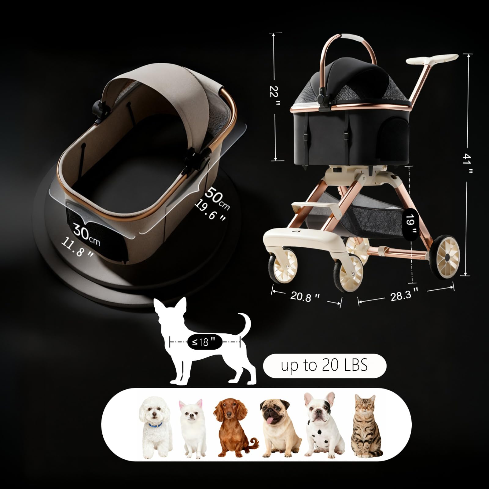 EPPMagice all-terrain stroller beige quiet front wheels in motion